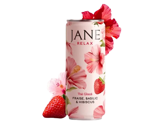 Thé CBD bio hibiscus, fraise & basilic — JANE 25 cl (35 mg)