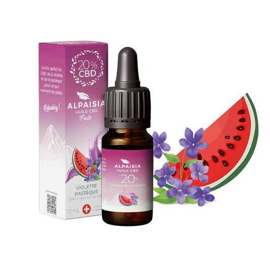 Huile CBD 20% – Broad Spectrum – Violette Pastèque 10 ml | ALPAISIA