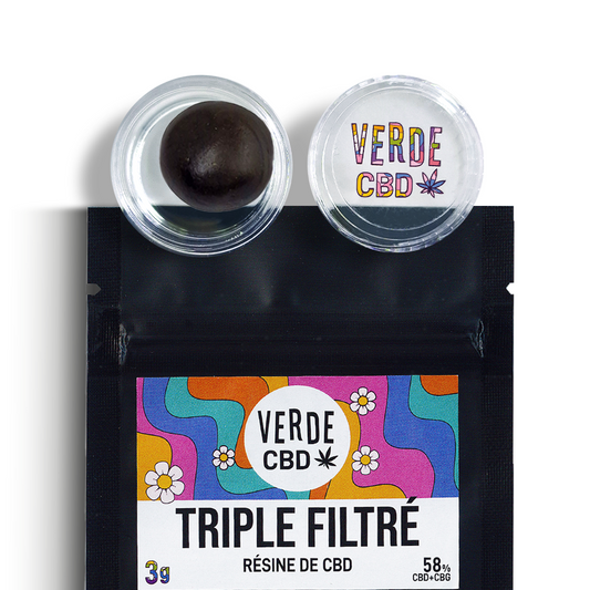 Résine CBD 3× TRIPLE FILTRÉ 13% CBD + 45% CBG ≈ 58% — Texture souple/onctueuse à fondante