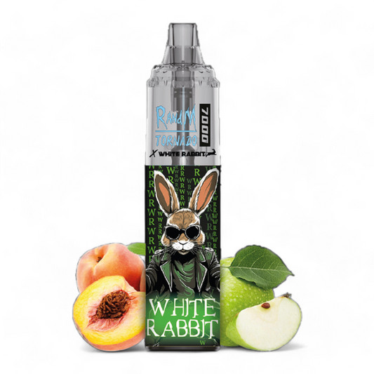 Puff rechargeable White Rabbit x RandM Tornado 7000 – Apple Peach Bonbon (2% nicotine)