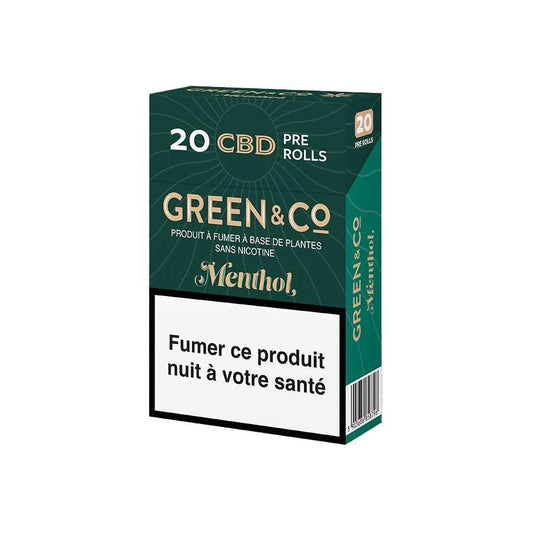 Cigarettes CBD Menthol Green&Co — 100 % fleurs, menthol, sans tabac/nicotine