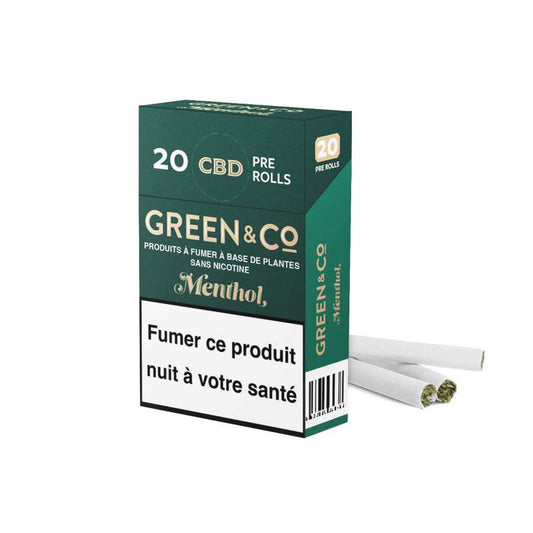 Cigarettes CBD Menthol Green&Co — 100 % fleurs, menthol, sans tabac/nicotine