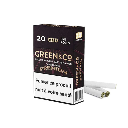 Cigarettes CBD Premium Green&Co — 100 % fleurs, sans tabac/nicotine