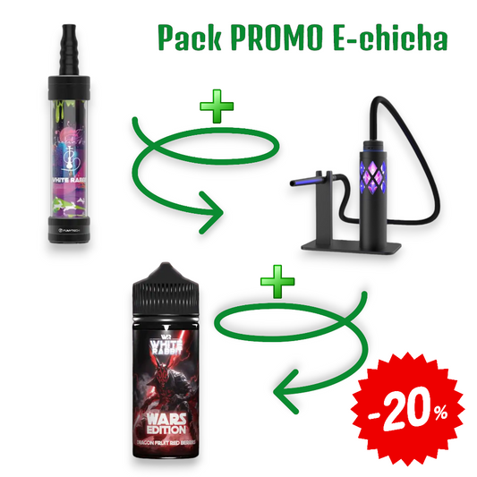 Pack e-chicha White Rabbit Air Noir – Dock Noir + Dragon Fruit Red Berries (100 ml)