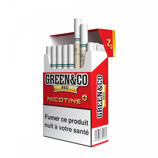 Cigarettes CBD Red Nicotine+ Green&Co — 2 % nicotine, sans tabac, 100 % fleurs