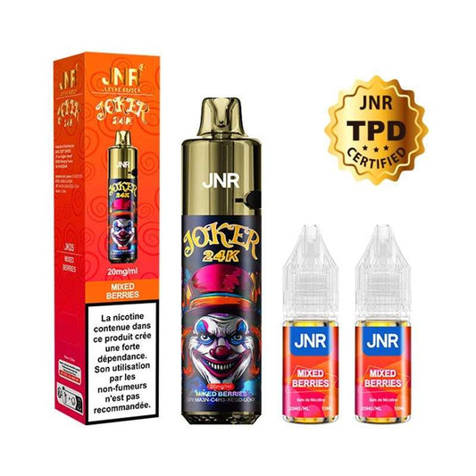 Puff rechargeable Joker 24K JNR – Mixed Berries (20 mg sels de nicotine)