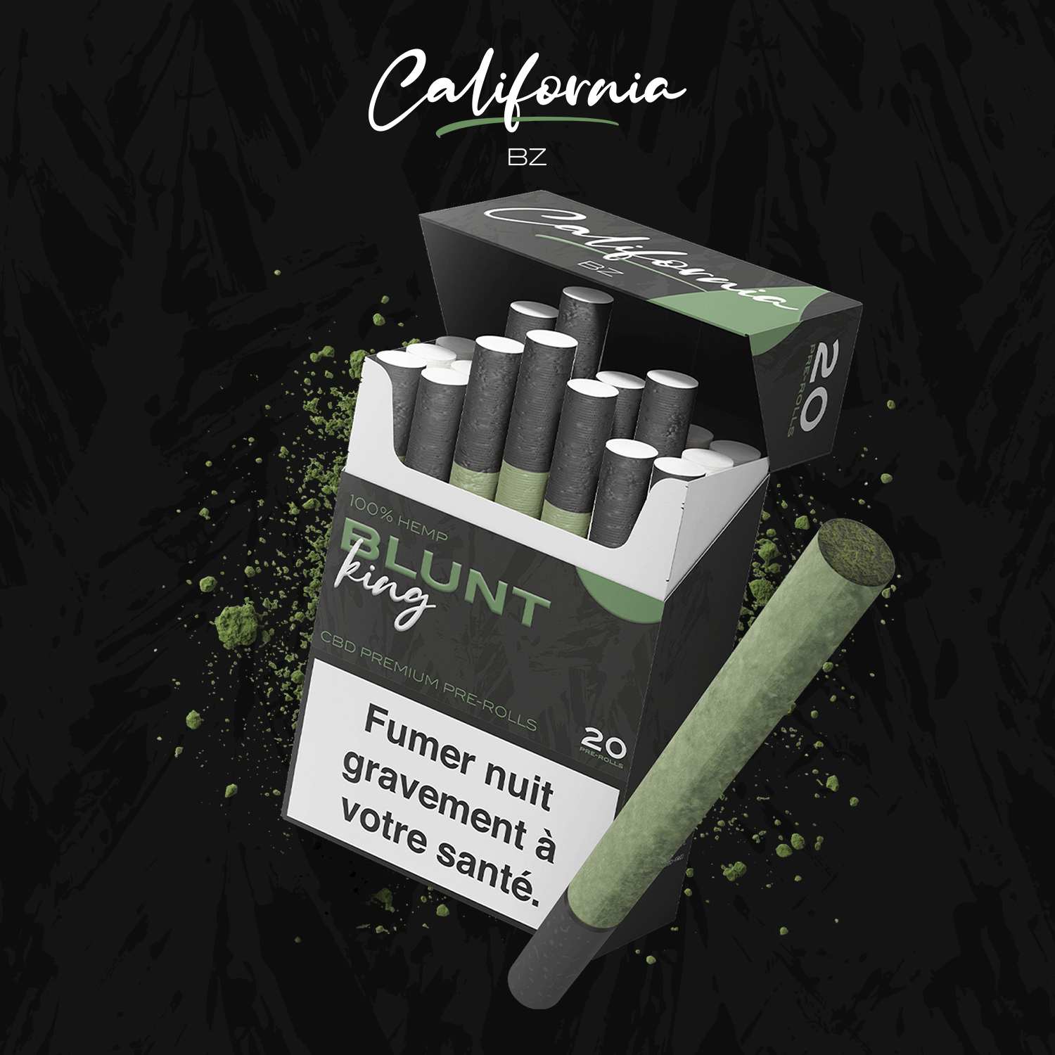 Cigarettes CBD Premium Blunt King California BZ — Pré-rolls sans tabac & nicotine