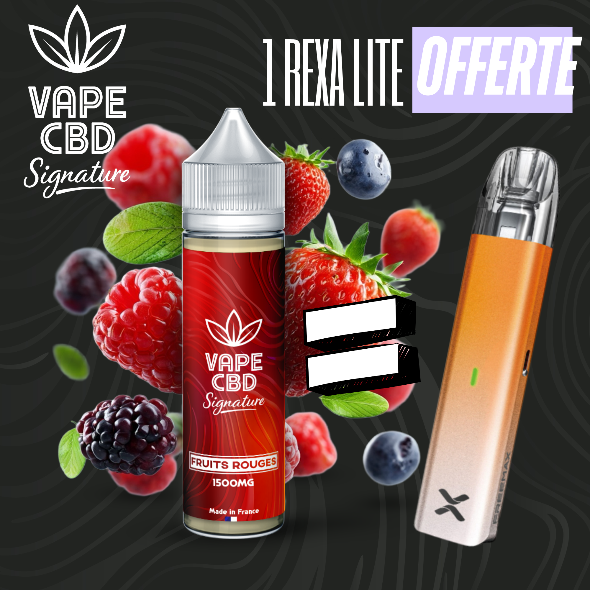 Pack E-liquide CBD Fruits Rouges 50ml & Pod Rexa Lite — Vape CBD Signature