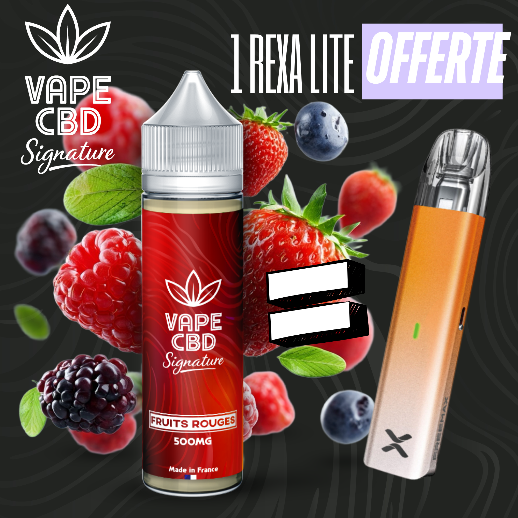 Pack E-liquide CBD Fruits Rouges 50ml & Pod Rexa Lite — Vape CBD Signature