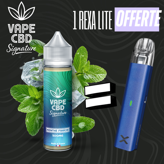 Pack E-liquide CBD Menthe Fraîche 50ml & Pod Rexa Lite — Vape CBD Signature
