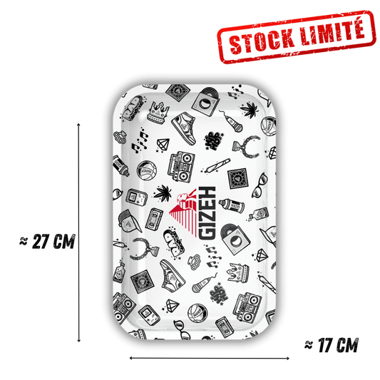 Plateau de Roulage Métal GIZEH Comic Blanc | Taille M (27x17cm)
