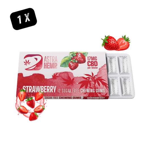 Chewing-Gum CBD Fraise (17mg) – Astra Hemp – Sans Sucre