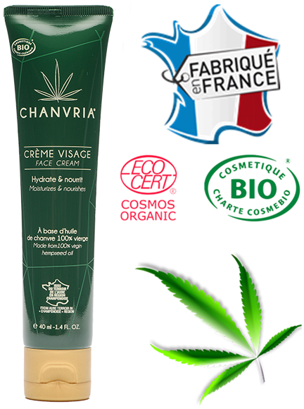 Crème visage à l’huile de chanvre bio – CHANVRIA 40 ml | Hydratante & Apaisante